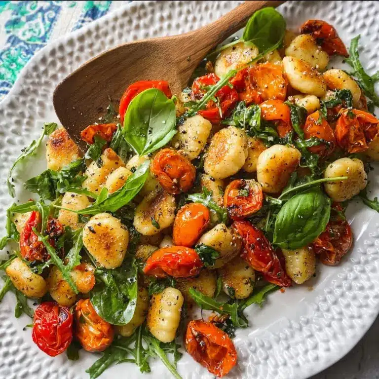 Low FODMAP Roasted Gnocchi With Tomatoes, Basil & Arugula Recipe
