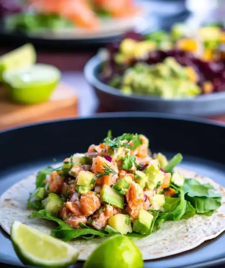 Salmon Tacos with Ginger Avocado Salsa Recipe