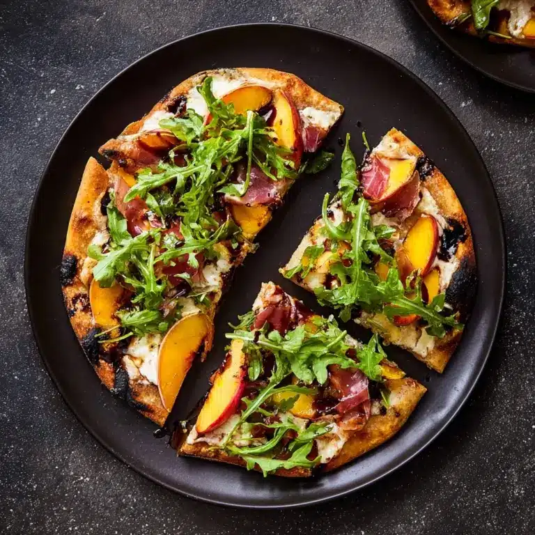 Peach Flatbread with Goat Cheese & Prosciutto Recipe