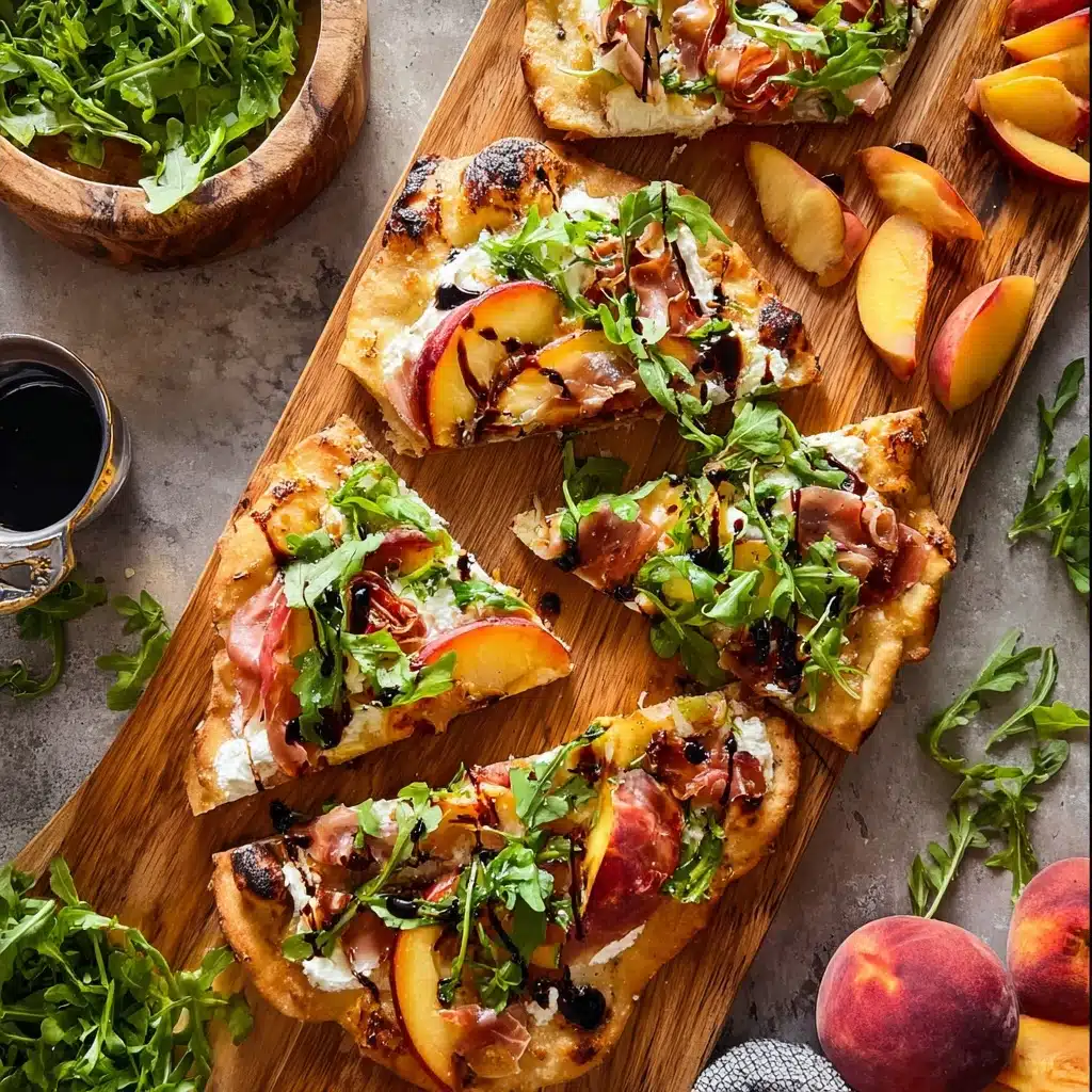 Peach Flatbread with Goat Cheese & Prosciutto Recipe - Recipe Image