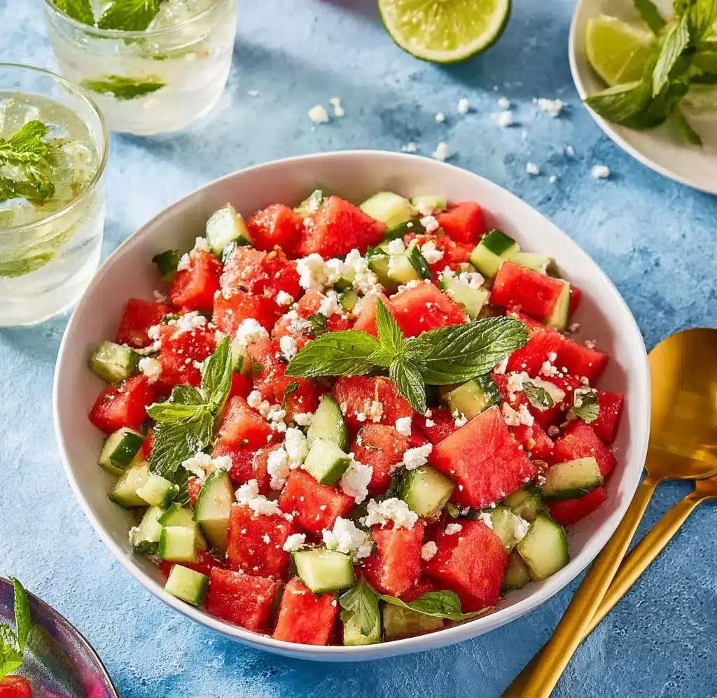 Watermelon Salad Recipe with Feta and Cucumber Recipe