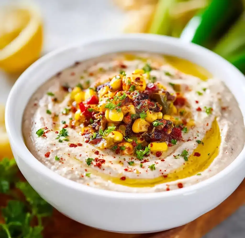 Black Bean Hummus with Spicy Corn Relish Recipe