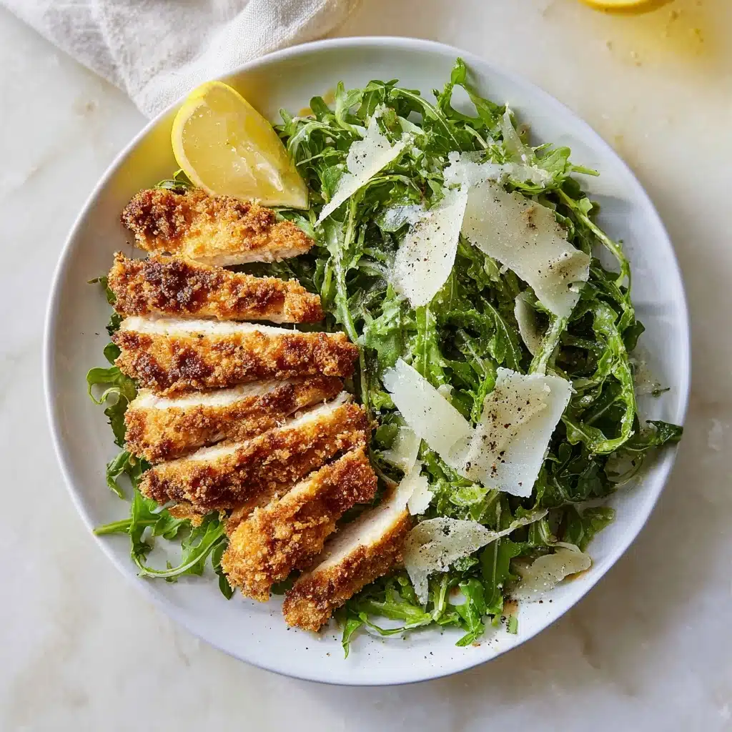 Crispy Baked Parmesan Chicken with Lemon Arugula Recipe - Recipe Image