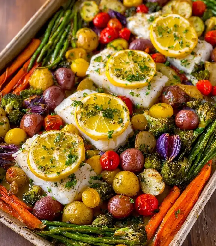 Sheet Pan Cod Vegetable Dinner Recipe