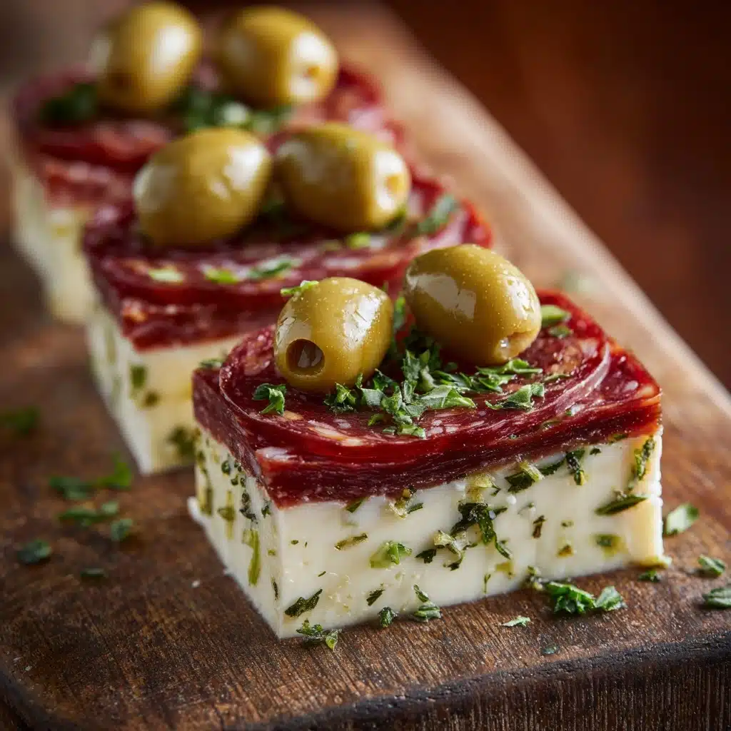 Easy Marinated Cheese Appetizer with Salami & Green Olives Recipe