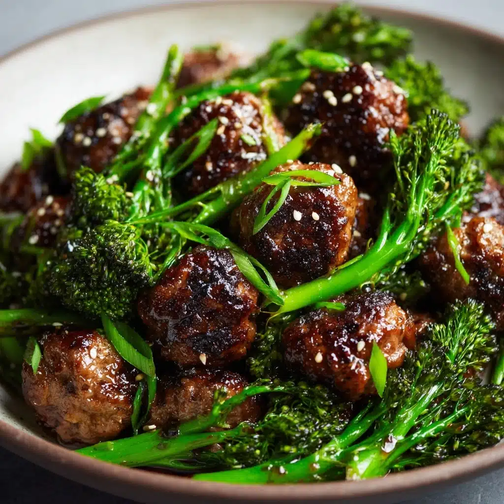 Sticky Mongolian Meatballs and Broccoli Recipe - Recipe Image
