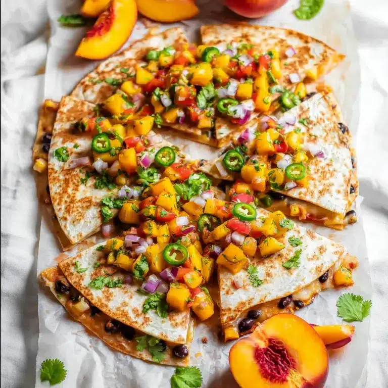 Cheesy Black Bean Quesadillas with Peach Jicama Salsa Recipe