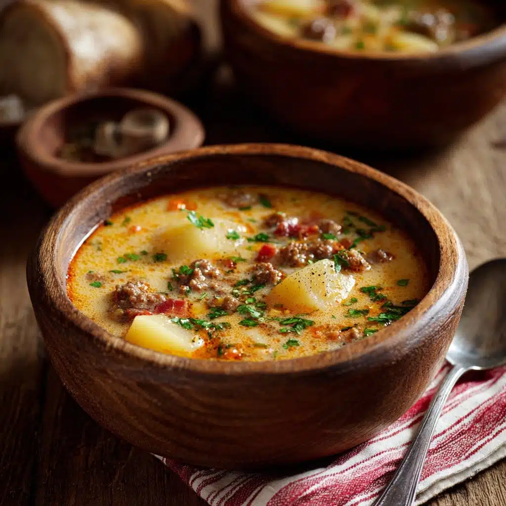 Cheesy Hamburger Potato Soup Recipe - Recipe Image