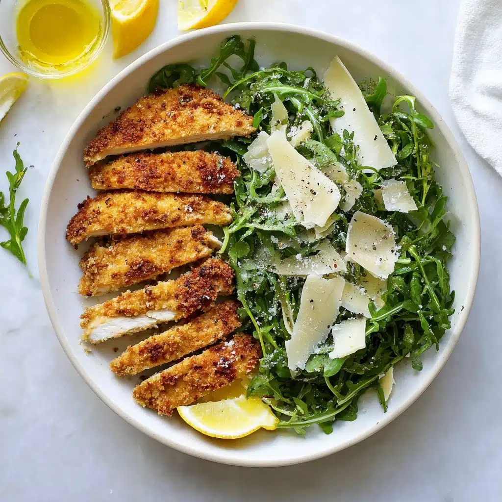 Crispy Baked Parmesan Chicken with Lemon Arugula Recipe