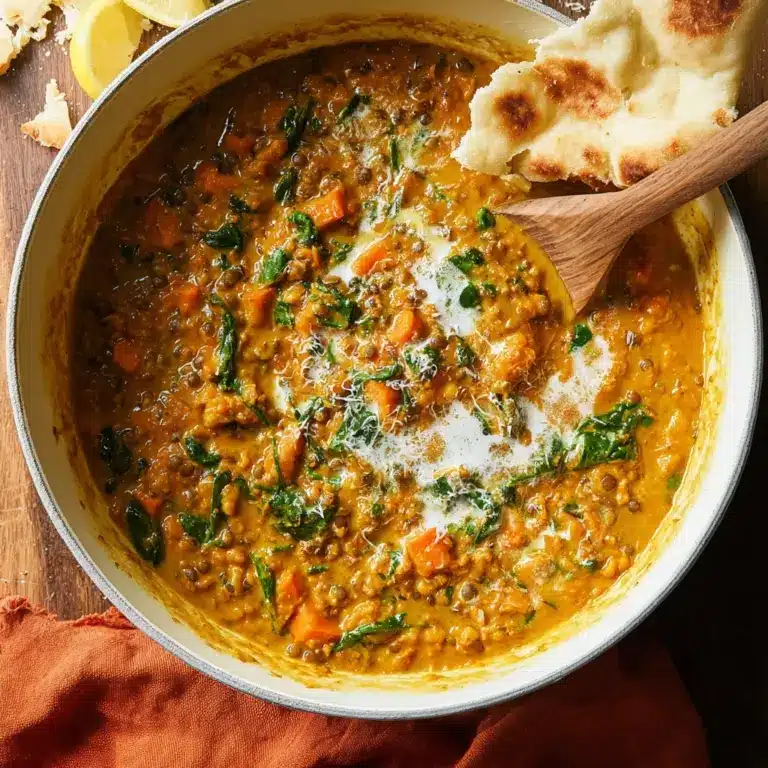 Smoky Red Lentil Soup with Spinach Recipe