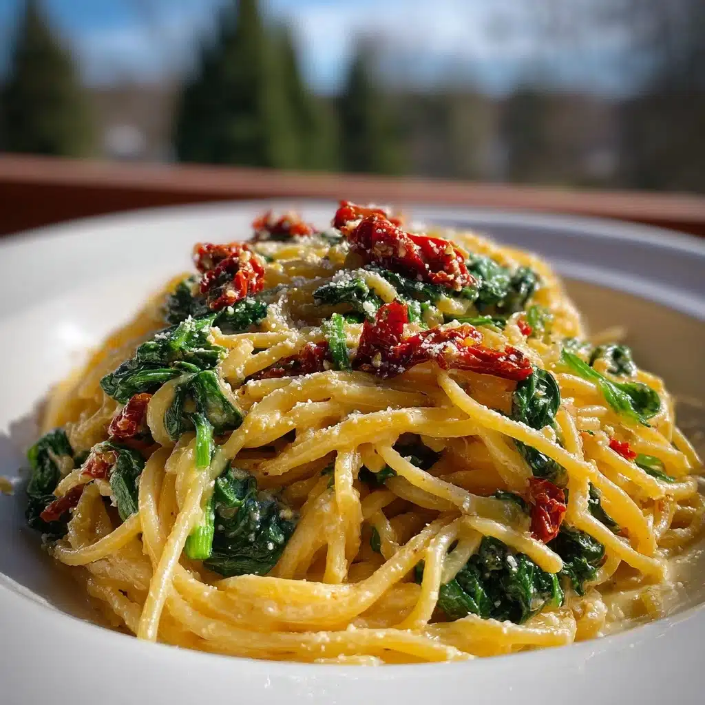 Spaghetti & Spinach with Sun-Dried Tomato Cream Sauce Recipe
