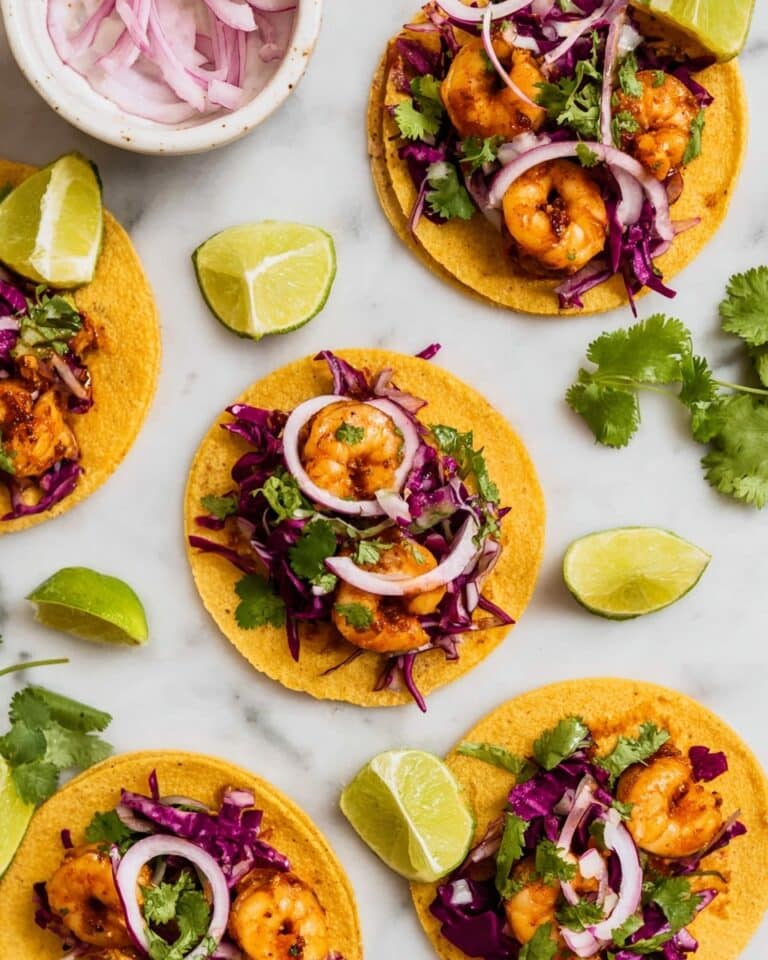 Chili Lime Shrimp Tacos with Cabbage Slaw Recipe