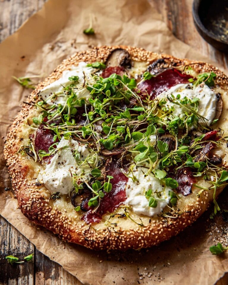 Pesto Potato Prosciutto Pizza with Burrata and Micro Arugula Recipe