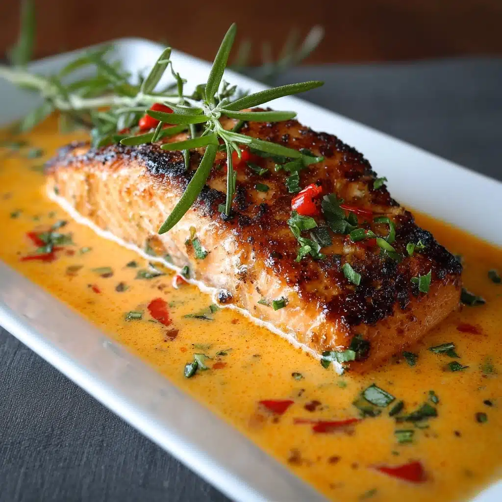 Salmon with Roasted Pepper Cream Sauce Recipe - Recipe Image