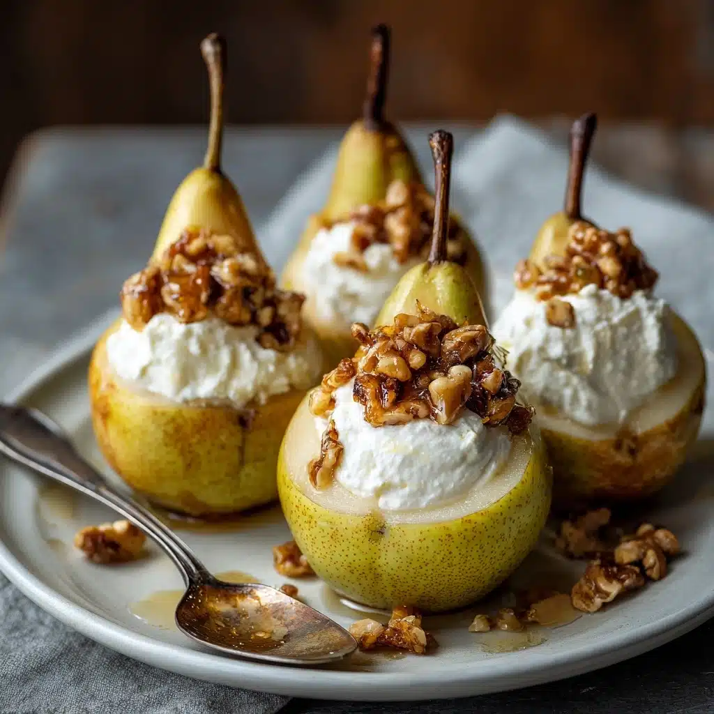 Baked Pears with Cream Cheese and Walnut Topping Recipe