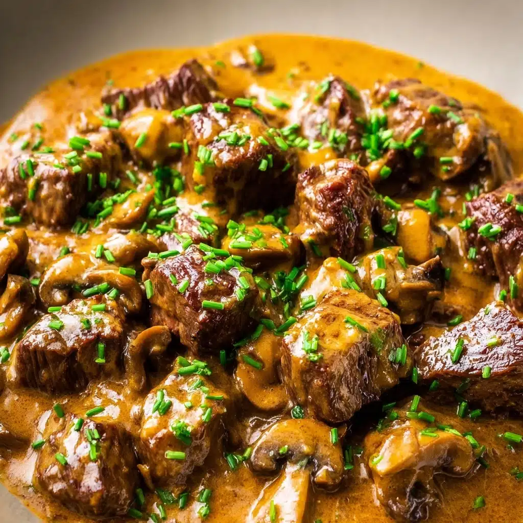 Creamy Garlic Butter Steak Bites with Mushrooms Recipe - Recipe Image