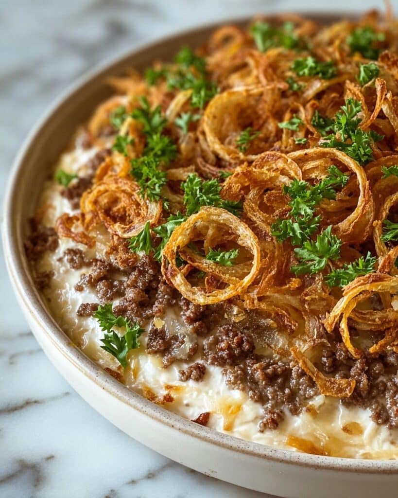 French Onion Ground Beef and Rice Casserole Recipe