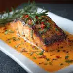 Salmon with Roasted Pepper Cream Sauce Recipe