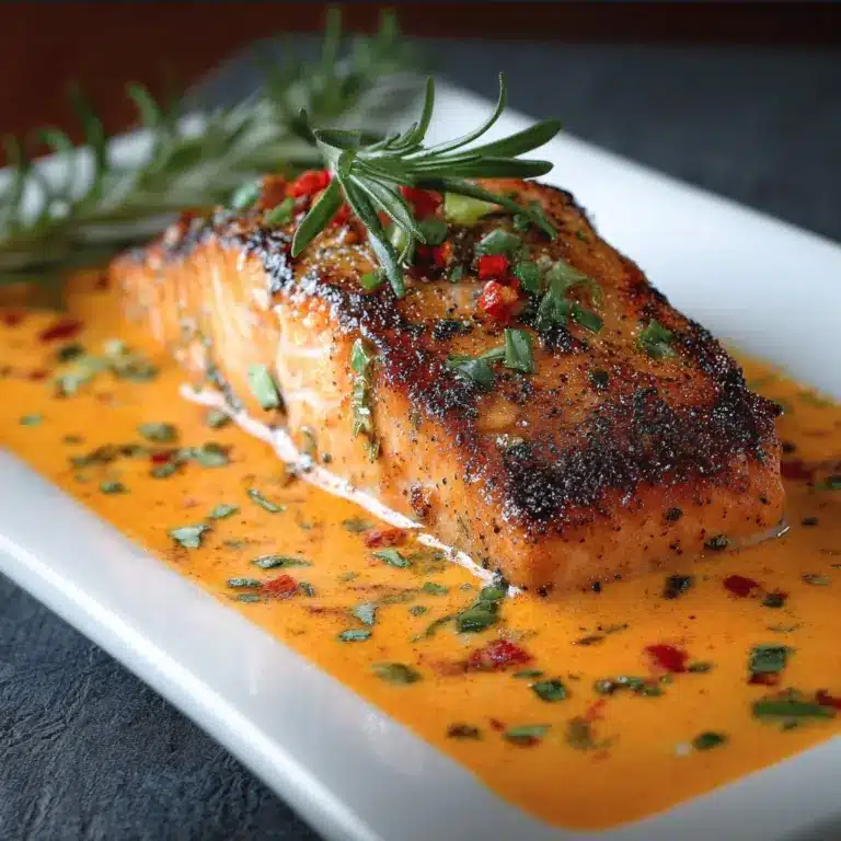 Salmon with Roasted Pepper Cream Sauce Recipe