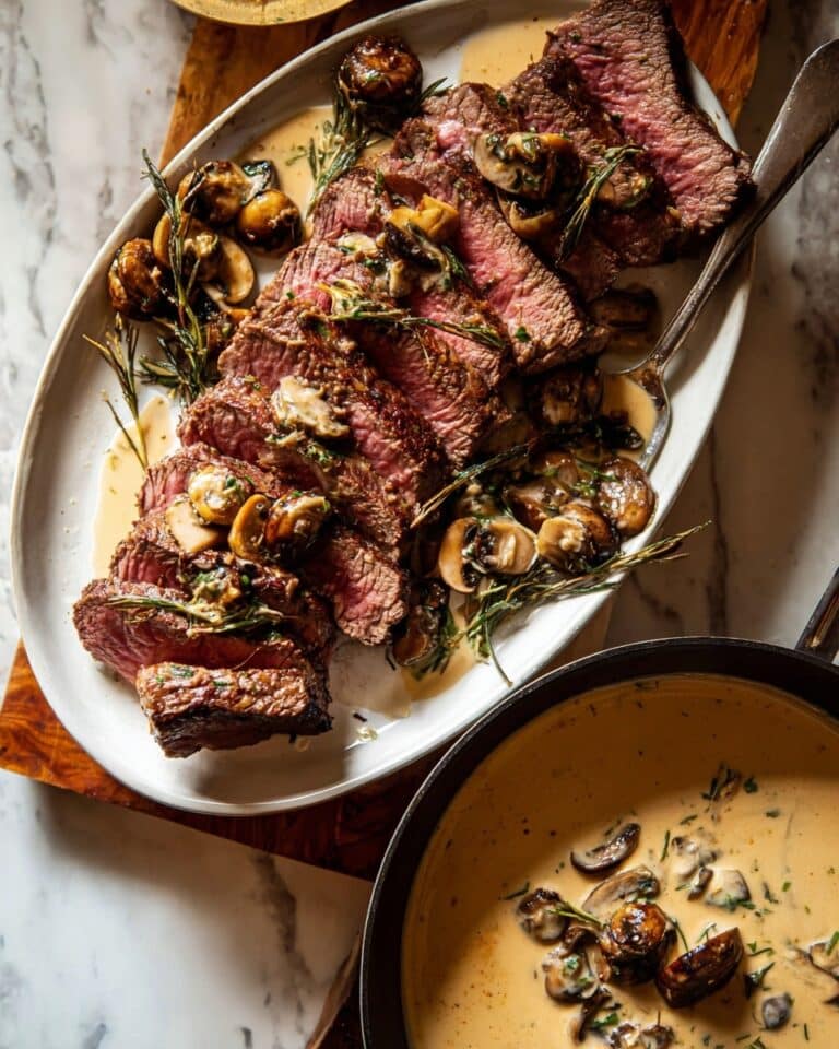 Beef Tenderloin Roast with Marsala Cream Sauce and Smashed Potatoes Recipe
