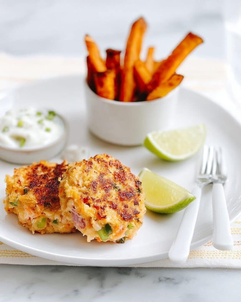 Salmon & Ginger Fish Cakes with Sweet Potato Chips Recipe