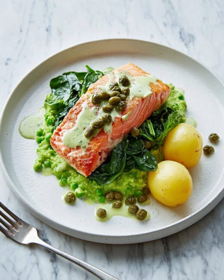 Lemon Dressed Salmon with Leek & Broad Bean Purée Recipe