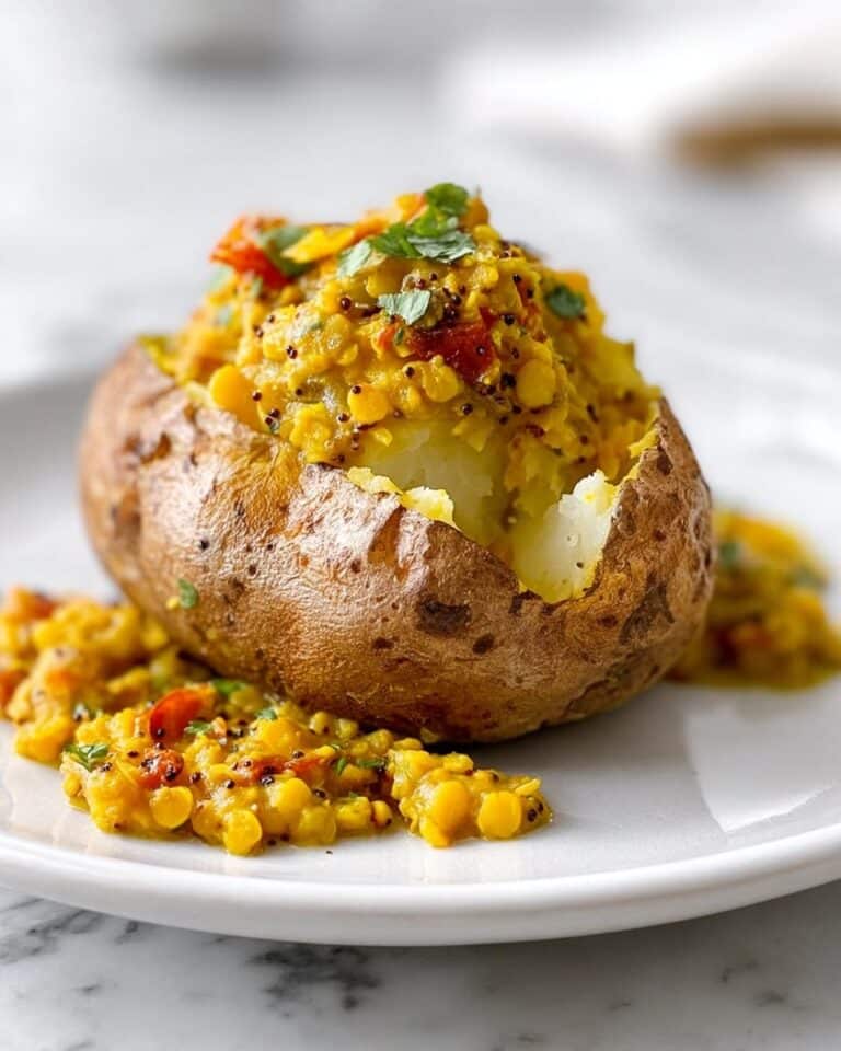 Baked Potatoes with Spicy Lentil Dhal Recipe