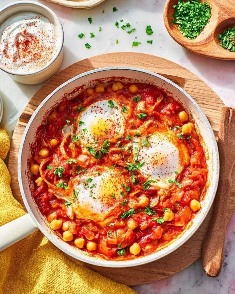 One-Pan Eggs & Peppers with Chickpeas and Yogurt Recipe