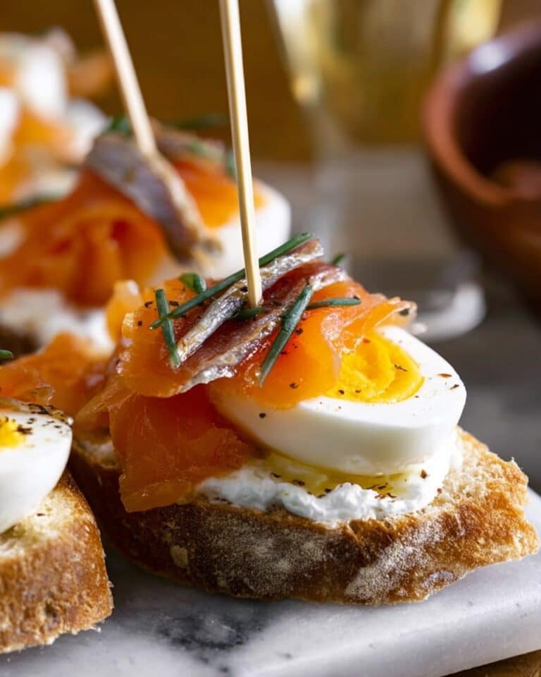 Smoked Salmon and Quail’s Egg Baguette Bites Recipe