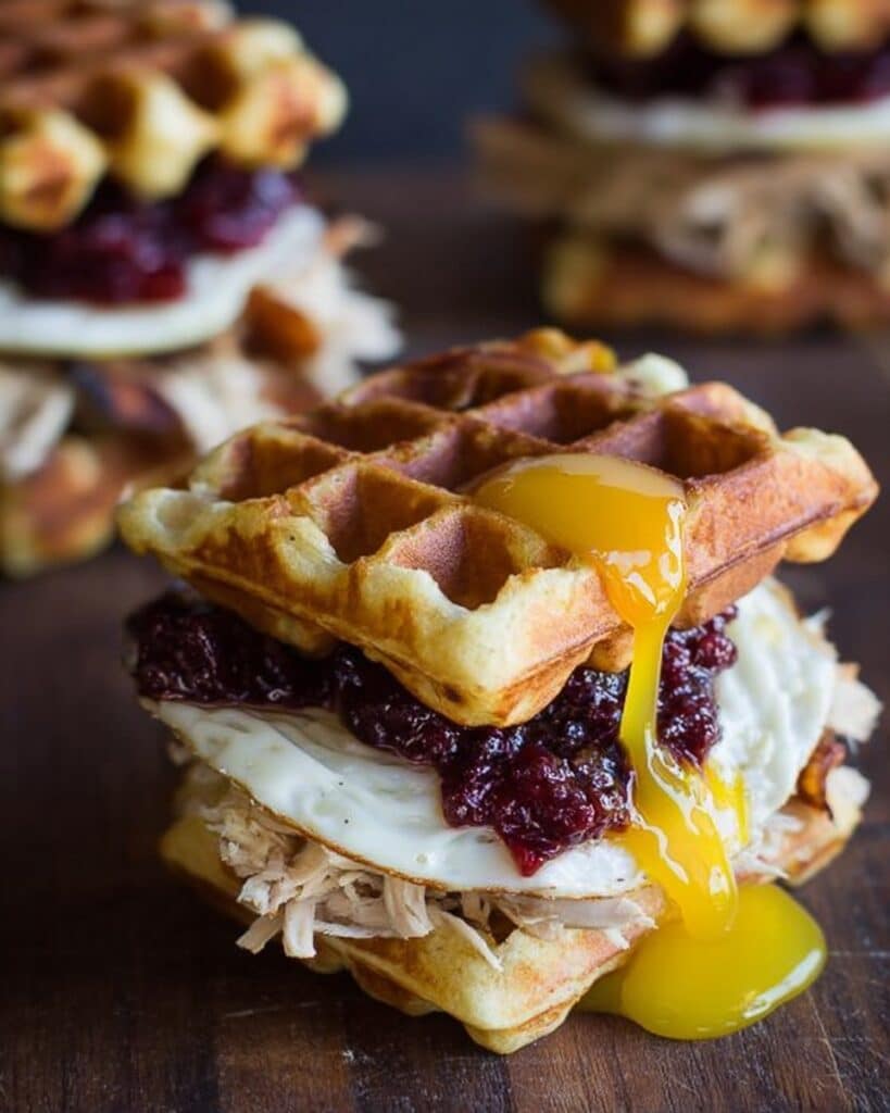 Turkey, Avocado, Cranberry, and Brie Waffle Melts Recipe