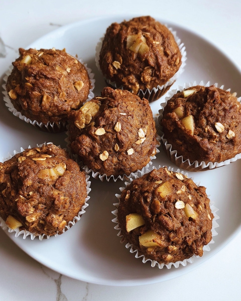 A white plate on a white marbled surface holding seven brown muffins with a rough, cracked texture on top. Each muffin is in a white paper cup, showing chunks of light yellow pieces and small bits of a translucent topping scattered unevenly on the surface. The muffins are arranged close together, with soft shadows adding depth under each one. photo taken with an iphone --ar 4:5 --v 7