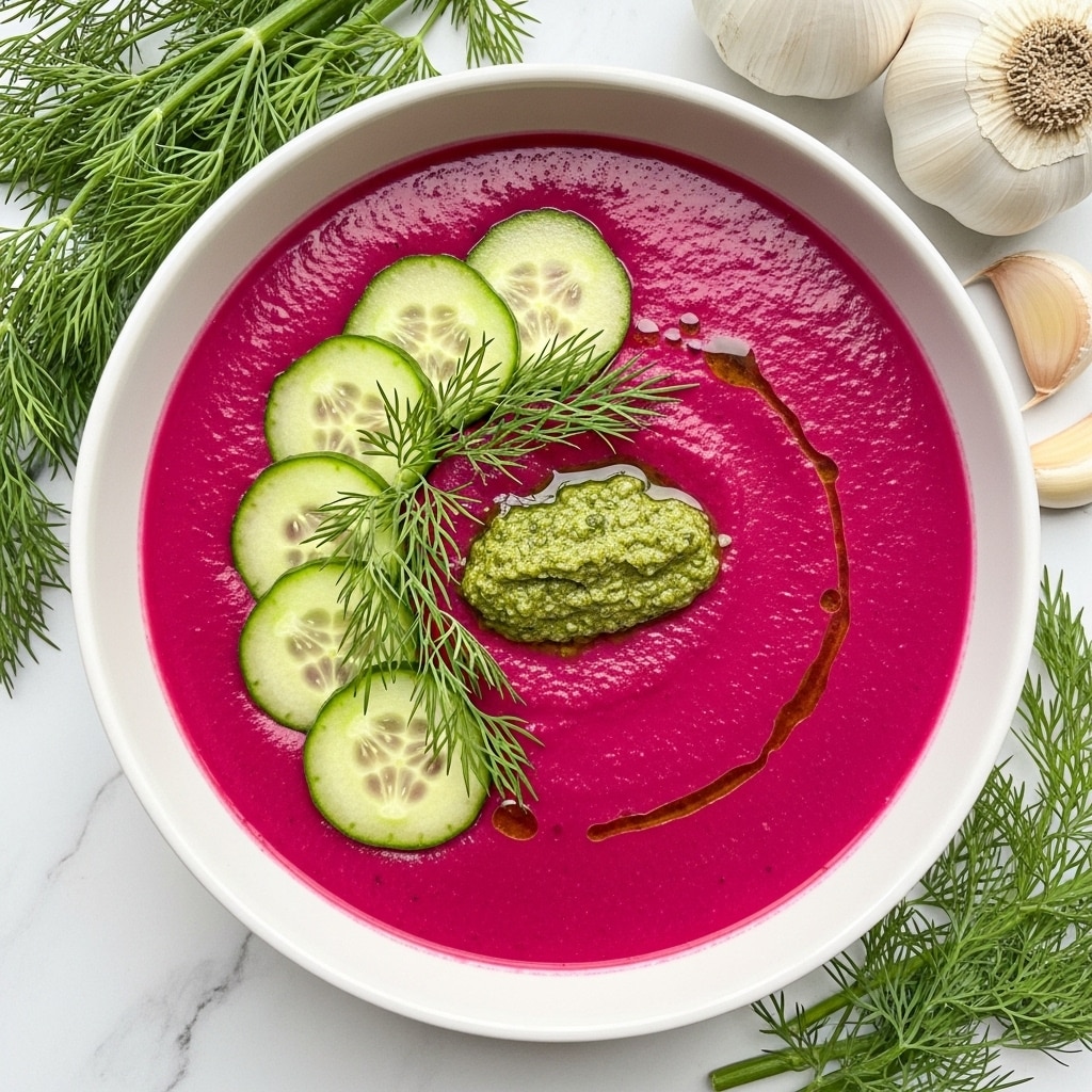 Beet and Fennel Gazpacho with Broccoli Rabe Pesto Recipe