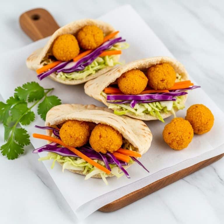 Sweet Potato Falafel with Coleslaw in Pita Bread Recipe