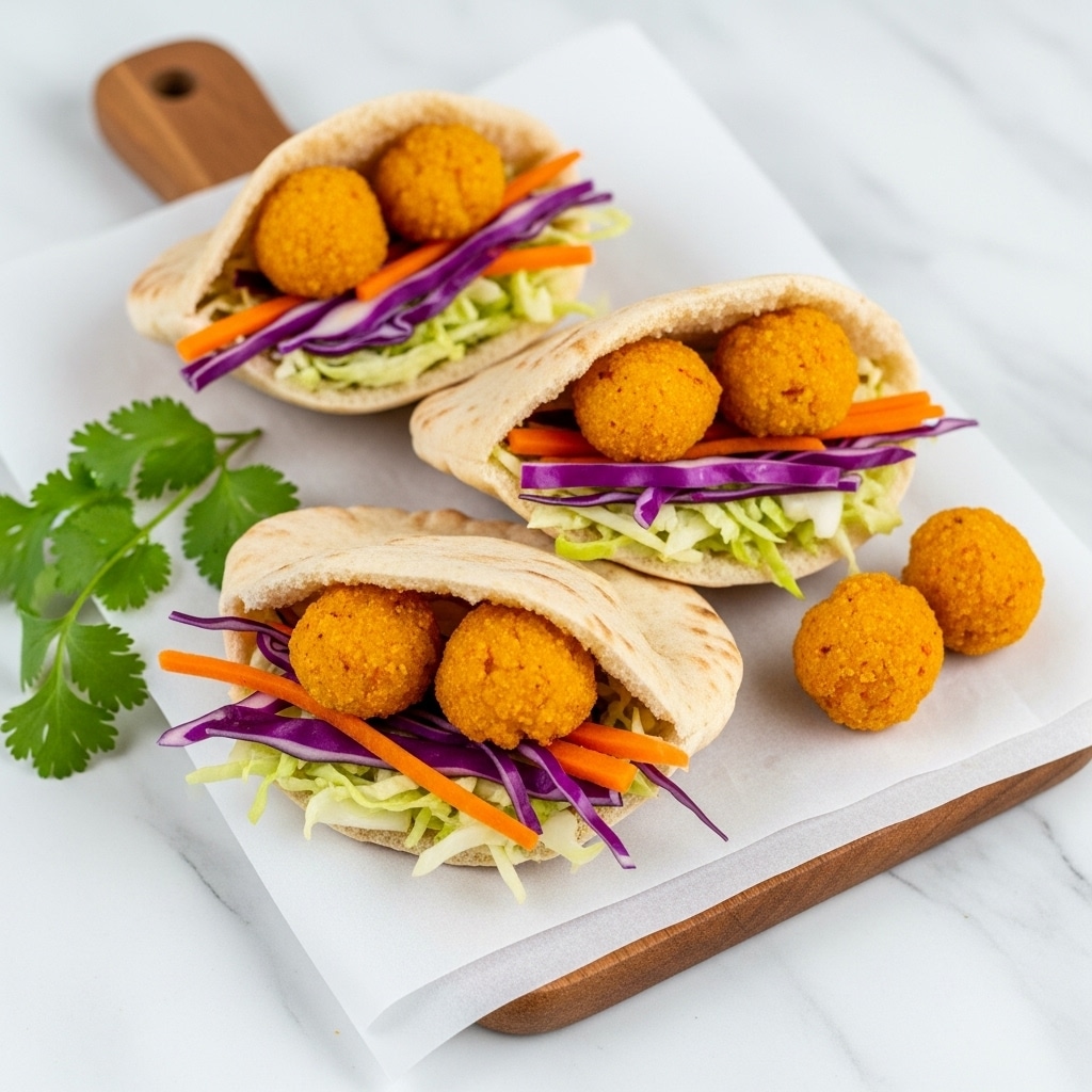Sweet Potato Falafel with Coleslaw in Pita Bread Recipe