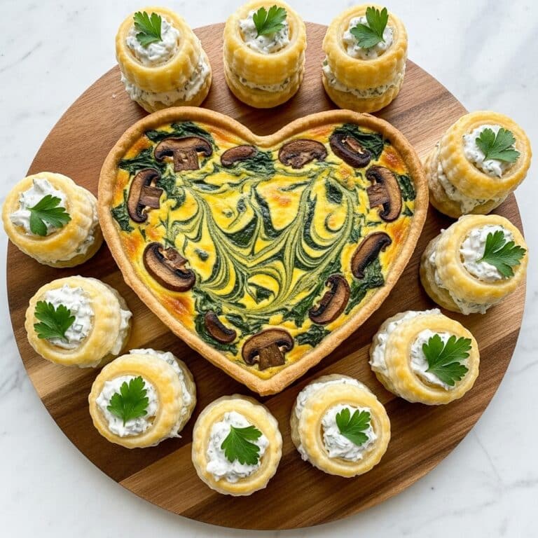 Heart-Shaped Mushroom and Spinach Quiche with Vol-au-Vents Recipe