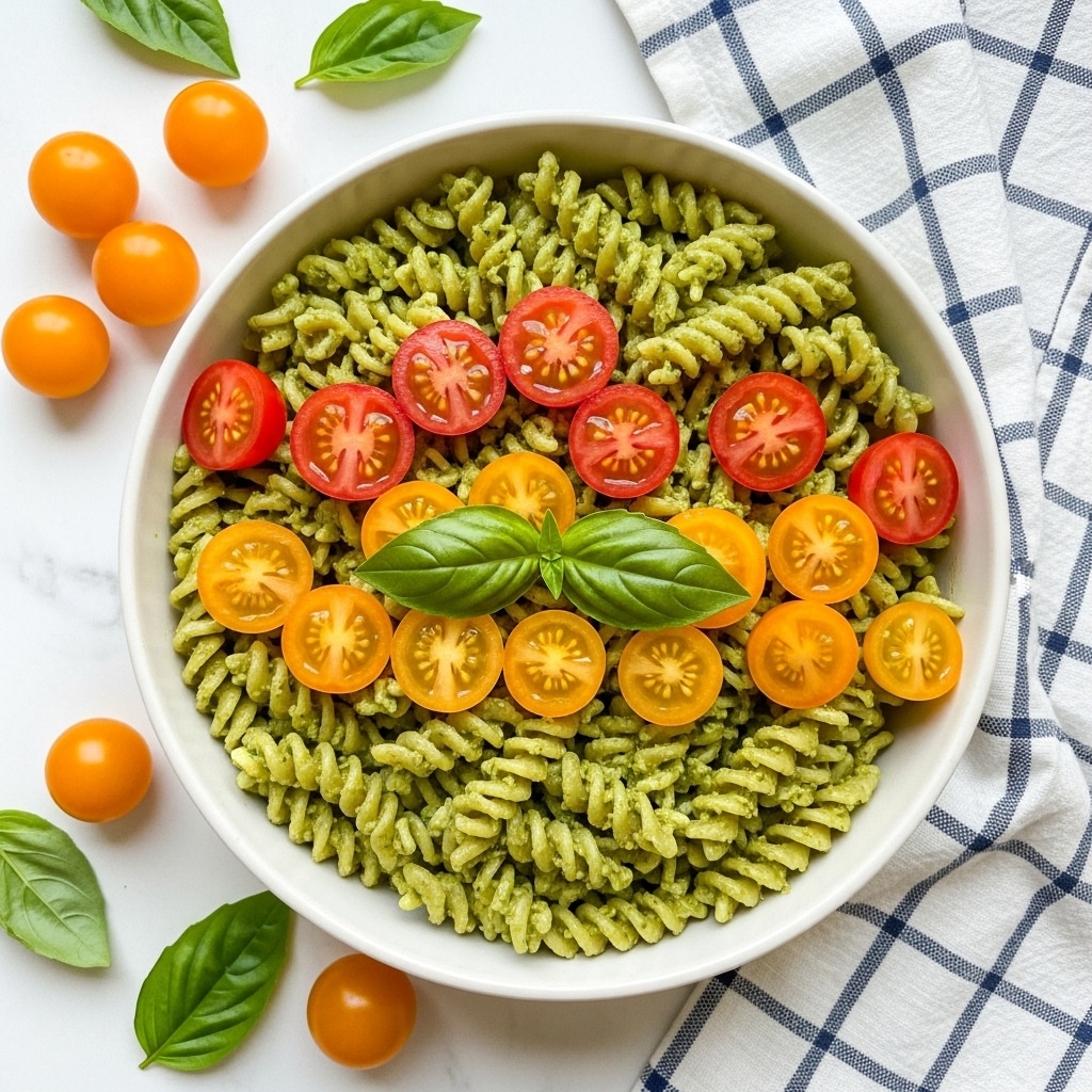 Kale Pesto Mac n’ Cheese with Heirloom Cherry Tomatoes Recipe