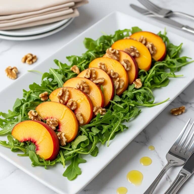 Grilled Peach Salad with Walnut and Arugula Recipe