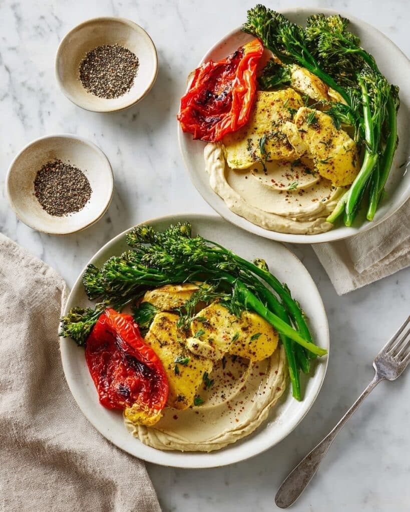 Turmeric Chicken with Butter Bean Hummus & Roasted Peppers Recipe