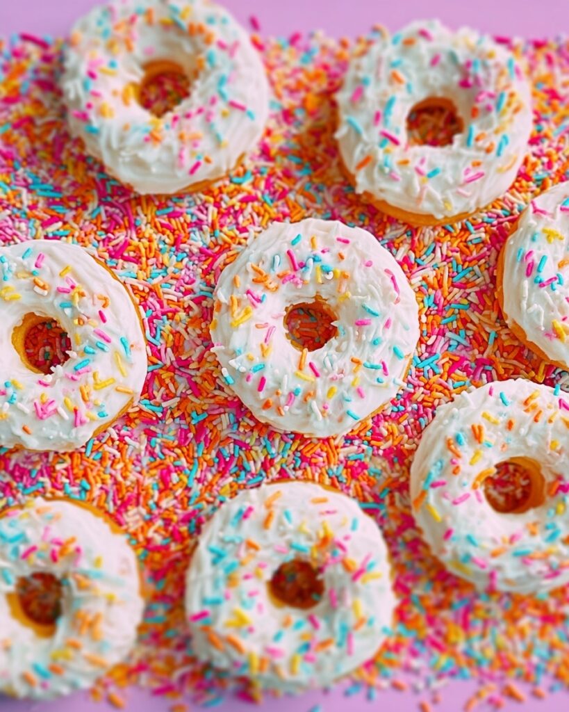 Apple ‘Doughnuts’ with Soft Cheese, Honey, and Sprinkles Recipe