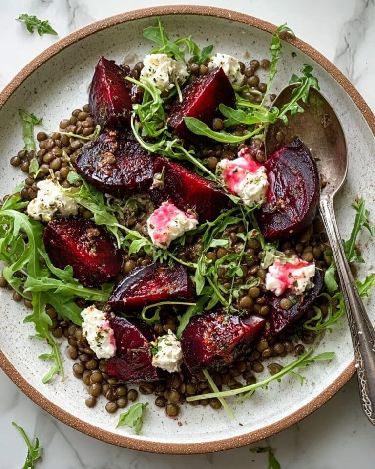 Roasted Beetroot & Raw Honey Salad with Feta, Lentils, and Seeds Recipe