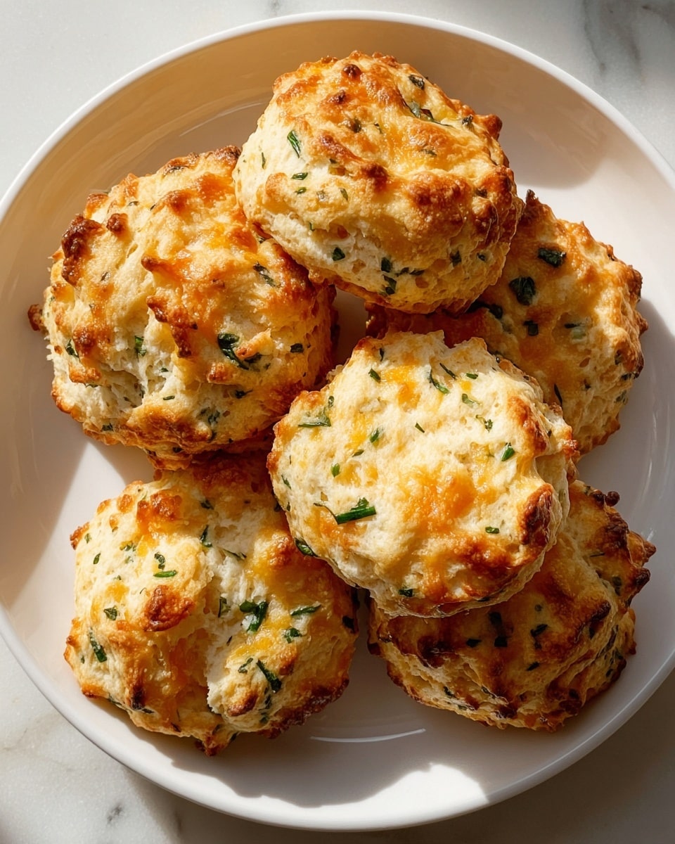 A close-up view of a white plate filled with a pile of golden brown cheese and herb drop biscuits, each biscuit showing a rough, textured surface with melted orange cheese spots and green herb flecks scattered throughout. The biscuits have a rustic, uneven shape with slightly crispy, browned edges and a soft, fluffy interior layer visible where pieces touch. The background shows a white marbled texture with natural light casting soft shadows from the biscuits. photo taken with an iphone --ar 4:5 --v 7