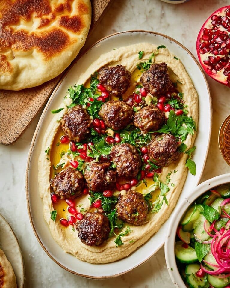 Beef, Green Olive & Sumac Koftas with Pomegranate Salad and Flatbreads Recipe
