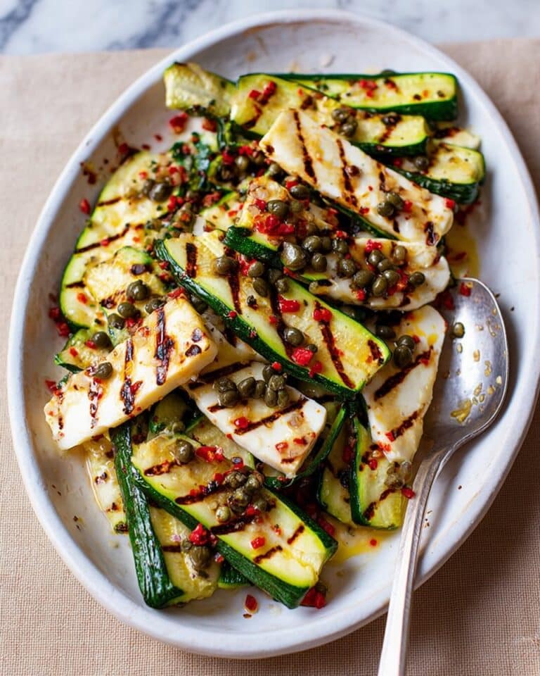Grilled Courgette & Halloumi Salad with Caper & Lemon Dressing Recipe