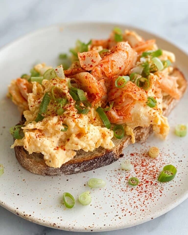 Kimchi Scrambled Eggs on Toast Recipe