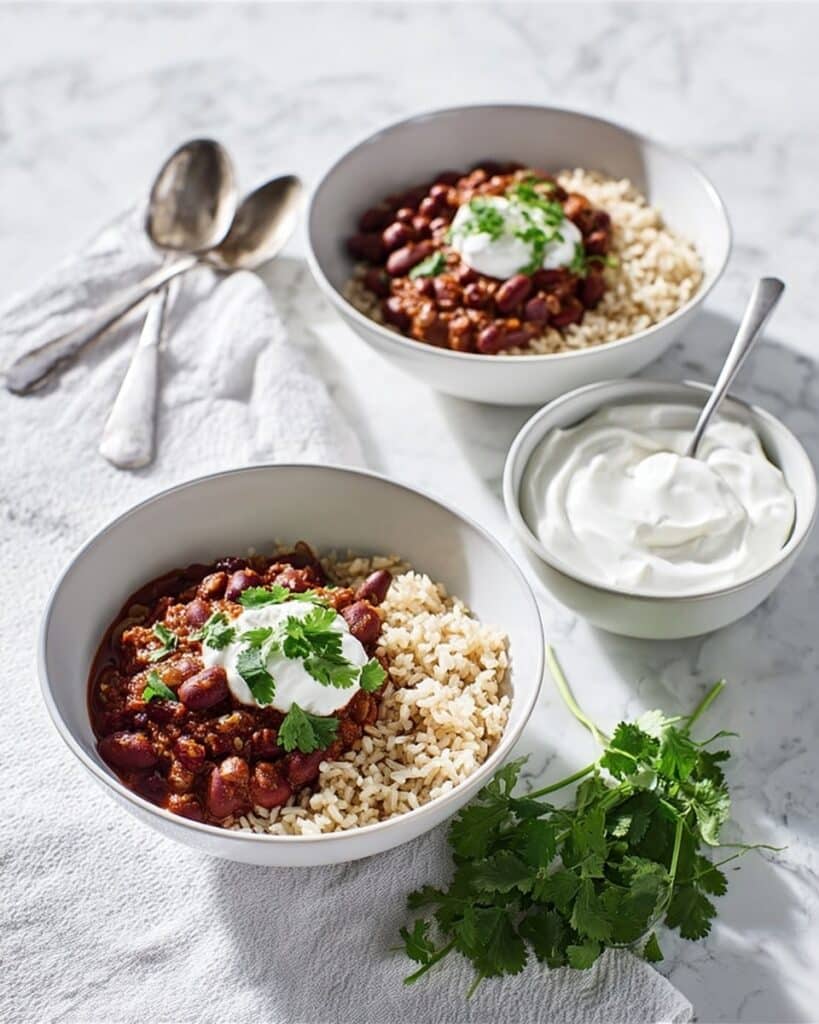 Beef & Bean Chilli Bowl with Chipotle Yogurt Recipe