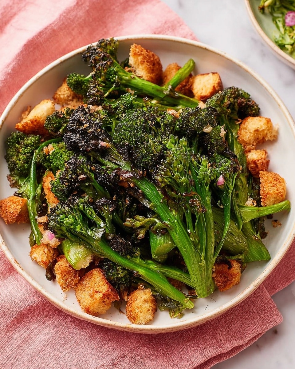 A white plate holds roasted broccolini with dark green florets and slightly charred edges, arranged in a loose pile. Scattered evenly on top and around the broccolini are bright orange, crumbly bits, adding contrast with their rough texture. The plate rests on a soft pink cloth, while the background is a white marbled texture. photo taken with an iphone --ar 4:5 --v 7