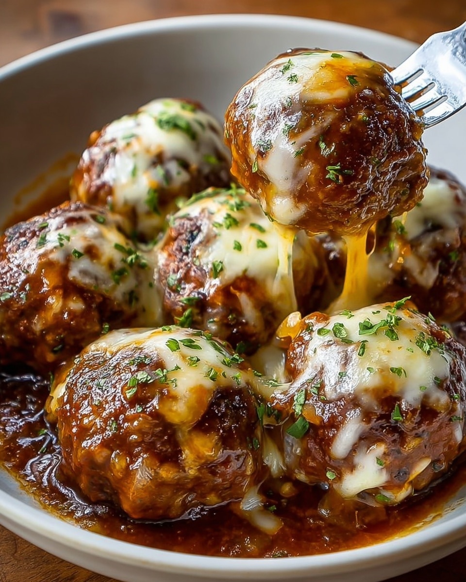 French Onion Meatballs with Caramelized Onions and Gruyere Recipe