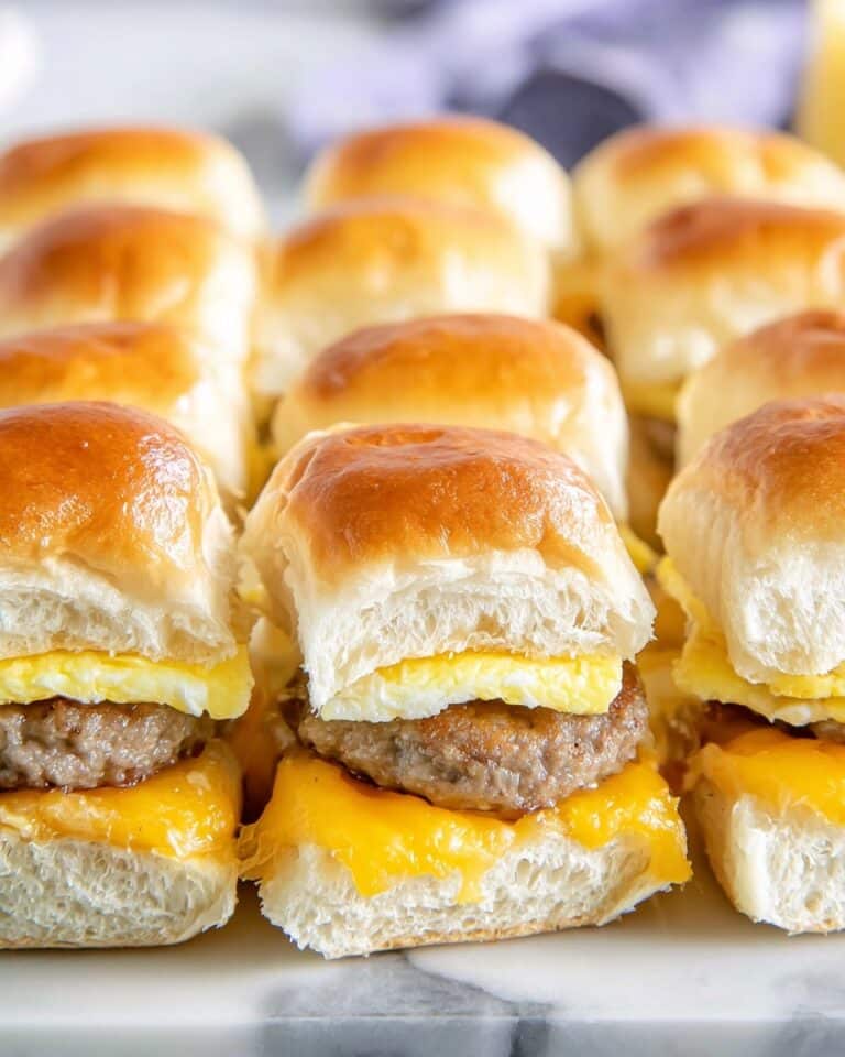 Sausage Egg and Cheese Breakfast Sliders with Maple Syrup Glaze Recipe