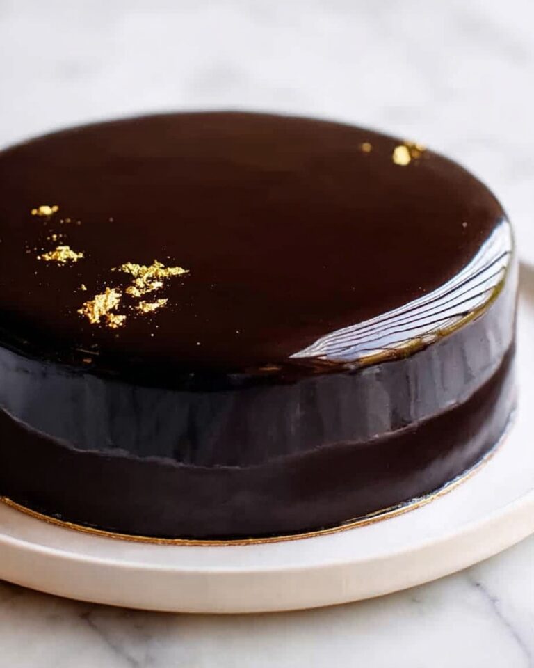 Chocolate Mirror Glaze on a Chocolate Layer Cake Recipe