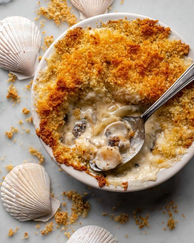 Coquilles Saint-Jacques with Mushroom Béchamel and Cheesy Crust Recipe
